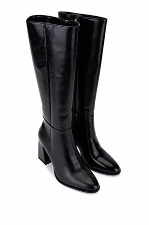 Tamer Tanca Kadın Suni Deri Siyah Deri Topuklu Çizme 891 1500 BN CZM SK25-26 SIYAH DR