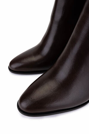 Tamer Tanca Kadın Suni Deri Kahverengi Topuklu Çizme 891 1500 BN CZM SK25-26 A.KAHVE DR