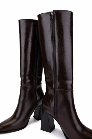 Tamer Tanca Kadın Suni Deri Kahverengi Topuklu Çizme 891 1500 BN CZM SK25-26 A.KAHVE DR