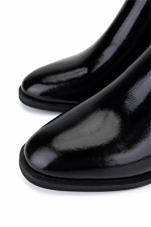 Tamer Tanca Kadın Hakiki Deri Siyah Rugan Topuklu Bot 488 4001 BN BOT SK25-26 SIYAH RGN