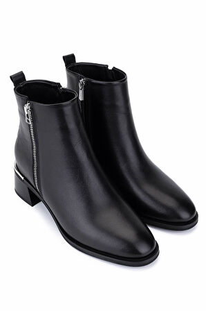 Tamer Tanca Kadın Hakiki Deri Siyah Deri Topuklu Bot 488 4001 BN BOT SK25-26 SIYAH DR