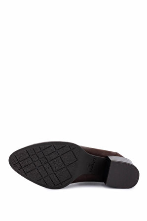 Tamer Tanca Kadın Hakiki Deri Kahverengi Nubuk Topuklu Bot 488 2052 BN BOT SK25-26 KAHVE NBK