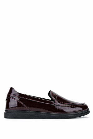 Tamer Tanca Kadın Hakiki Deri Bordo Rugan Comfort Ayakkabı 488 8001 BN AYK SK25-26 BORDO KRSK RGN