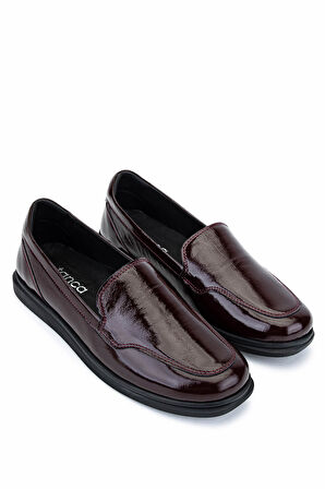 Tamer Tanca Kadın Hakiki Deri Bordo Rugan Comfort Ayakkabı 488 8001 BN AYK SK25-26 BORDO KRSK RGN