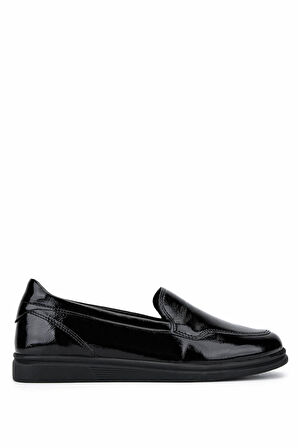 Tamer Tanca Kadın Hakiki Deri Siyah Rugan Comfort Ayakkabı 488 8001 BN AYK SK25-26 SIYAH KRSK RGN