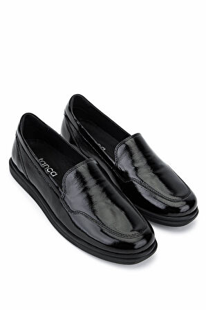 Tamer Tanca Kadın Hakiki Deri Siyah Rugan Comfort Ayakkabı 488 8001 BN AYK SK25-26 SIYAH KRSK RGN