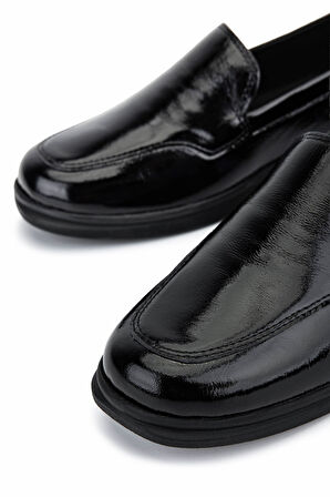 Tamer Tanca Kadın Hakiki Deri Siyah Rugan Comfort Ayakkabı 488 8001 BN AYK SK25-26 SIYAH KRSK RGN