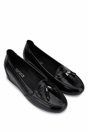 Tamer Tanca Kadın Hakiki Deri Siyah Rugan Comfort Ayakkabı 488 426 BN AYK SK25-26 SIYAH KRSK RGN