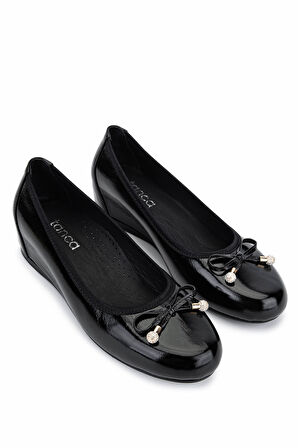 Tamer Tanca Kadın Hakiki Deri Siyah Rugan Comfort Ayakkabı 488 449 BN AYK SK25-26 SIYAH RGN