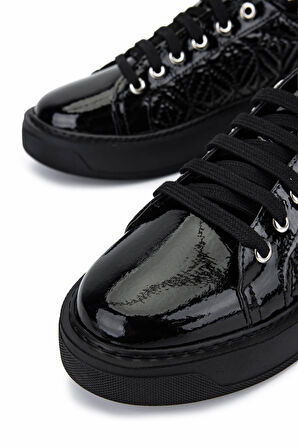 Tamer Tanca Kadın Suni Deri Siyah Rugan Sneakers & Spor Ayakkabı 817 9878 BN AYK SK25-26 SIYAH RGN