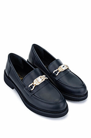 Tamer Tanca Kadın Hakiki Deri Lacivert Loafer Ayakkabı 817 9879 BN AYK SK25-26 LACI DR