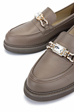 Tamer Tanca Kadın Hakiki Deri Vizon Loafer Ayakkabı 817 9879 BN AYK SK25-26 VIZON DR