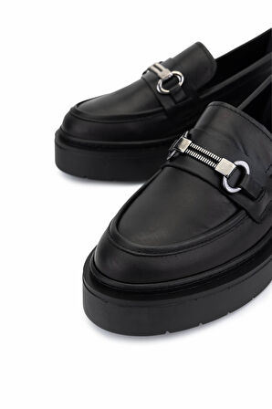 Tamer Tanca Kadın Hakiki Deri Siyah Loafer Ayakkabı 817 9877 BN AYK SK25-26 SIYAH DR