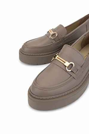 Tamer Tanca Kadın Hakiki Deri Vizon Loafer Ayakkabı 817 9877 BN AYK SK25-26 VIZON DR