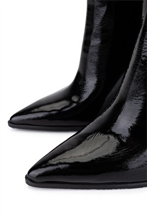 Tamer Tanca Kadın Hakiki Deri Siyah Rugan Topuklu Çizme 1078 26140 BN CZM SK25-26 SIYAH RGN