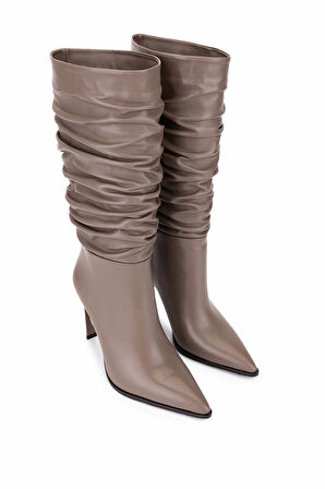 Tamer Tanca Kadın Hakiki Deri Vizon Topuklu Çizme 1078 26140 BN CZM SK25-26 VIZON DR