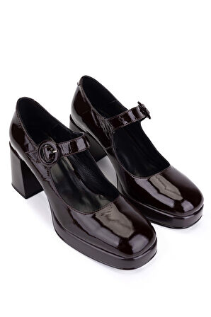 Tamer Tanca Kadın Hakiki Deri Bordo Rugan Topuklu Ayakkabı 1078 25064 BN AYK SK25-26 BORDO KRSK RGN