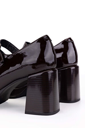 Tamer Tanca Kadın Hakiki Deri Bordo Rugan Topuklu Ayakkabı 1078 25064 BN AYK SK25-26 BORDO KRSK RGN