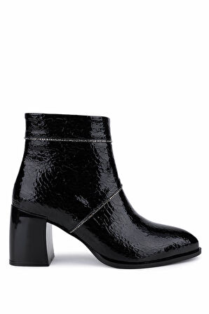 Tamer Tanca Kadın Suni Deri Siyah Rugan Topuklu Bot 1162 970 BN BOT SK25-26 SIYAH FSLY