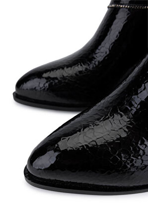 Tamer Tanca Kadın Suni Deri Siyah Rugan Topuklu Bot 1162 970 BN BOT SK25-26 SIYAH FSLY