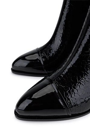 Tamer Tanca Kadın Suni Deri Siyah Rugan Topuklu Bot 1162 940 BN BOT SK25-26 SIYAH FSLY