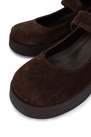 Tamer Tanca Kadın Hakiki Deri Kahverengi Süet Topuklu Ayakkabı 434 1104 BN AYK SK25-26 KAHVE SUET