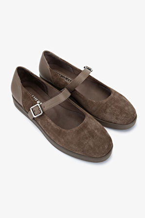 Valmenti Kadın Hakiki Deri Vizon Babet Ayakkabı 434 0402 BN AYK SK25-26 VZN SUET/VZN DR