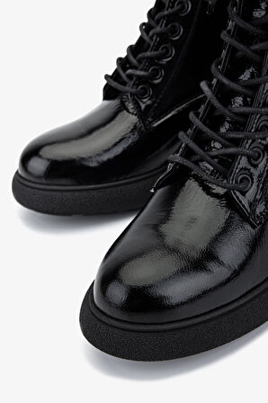 Valmenti Kadın Hakiki Deri Siyah Kırışık Rugan Casual Bot 434 1305 BN BOT SK25-26 SIYAH KRSK RGN