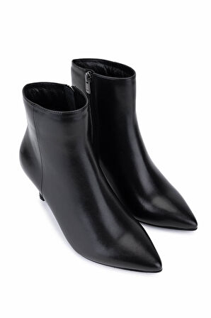 Tamer Tanca Kadın Hakiki Deri Siyah Deri Topuklu Bot 1081 5411 BN BOT SK25-26 SIYAH DR