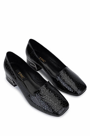 Tamer Tanca Kadın Hakiki Deri Siyah Rugan Topuklu Ayakkabı 1081 3541 BN AYK SK25-26 SIYAH FSLY