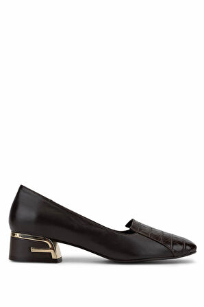 Tamer Tanca Kadın Hakiki Deri Kahverengi Topuklu Ayakkabı 1081 3541 BN AYK SK25-26 KHV KROKO/KHV DR