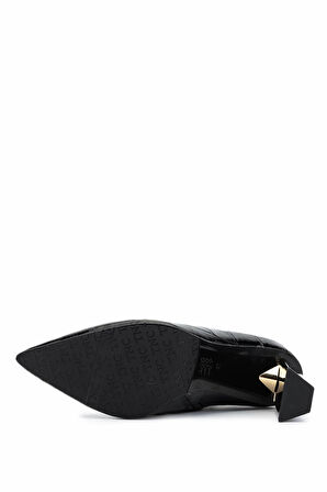 Tamer Tanca Kadın Hakiki Deri Siyah Kroko Topuklu Bot 1036 7558 BN BOT SK25-26 SIYAH KROKO