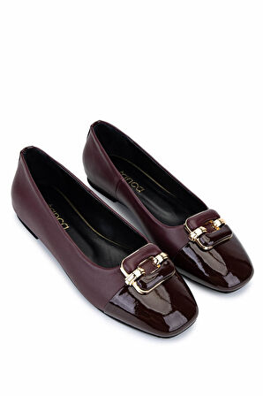 Tamer Tanca Kadın Hakiki Deri Bordo Babet Ayakkabı 1036 8027 BN AYK SK25-26 BRD DR/BRD RGN