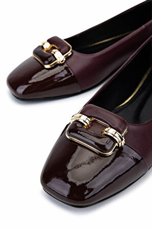 Tamer Tanca Kadın Hakiki Deri Bordo Babet Ayakkabı 1036 8027 BN AYK SK25-26 BRD DR/BRD RGN