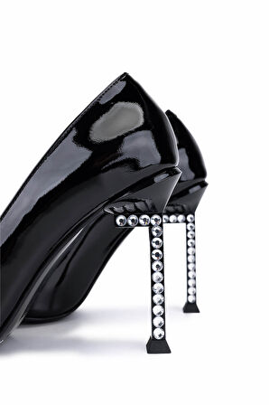 Tamer Tanca Kadın Hakiki Deri Siyah Rugan Topuklu Ayakkabı 1036 8120 BN AYK SK25-26 SIYAH RGN