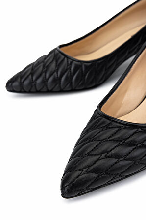 Tamer Tanca Kadın Hakiki Deri Siyah Deri Topuklu Ayakkabı 1036 7130 BN AYK SK25-26 SIYAH DR