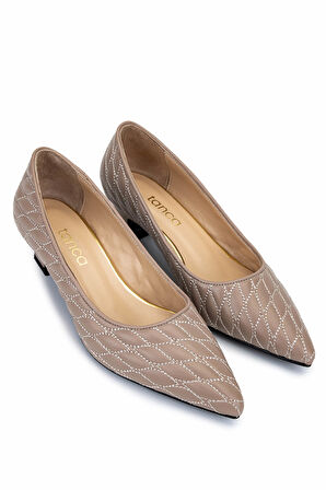 Tamer Tanca Kadın Hakiki Deri Bej Topuklu Ayakkabı 1036 7130 BN AYK SK25-26 NUDE DR