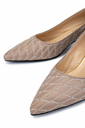 Tamer Tanca Kadın Hakiki Deri Bej Topuklu Ayakkabı 1036 7130 BN AYK SK25-26 NUDE DR