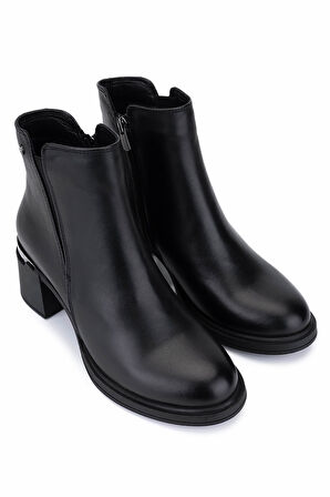 Tamer Tanca Kadın Hakiki Deri Siyah Deri Topuklu Bot 1164 25594 BN BOT SK25-26 SIYAH DR