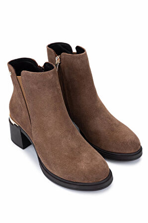 Tamer Tanca Kadın Hakiki Deri Kahverengi Topuklu Bot 1164 25594 BN BOT SK25-26 SIGARO SUET