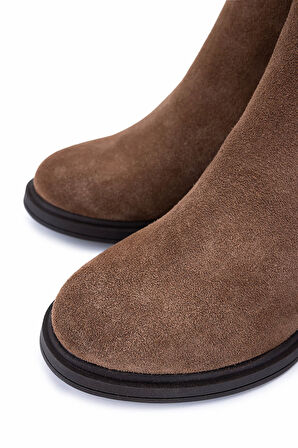 Tamer Tanca Kadın Hakiki Deri Kahverengi Topuklu Bot 1164 25594 BN BOT SK25-26 SIGARO SUET