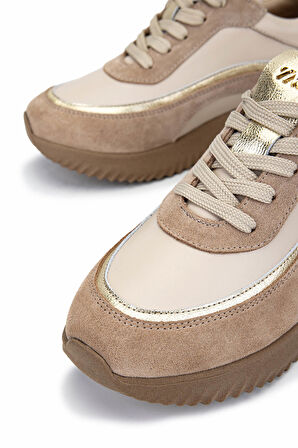 Tamer Tanca Kadın Hakiki Deri Bej Sneakers & Spor Ayakkabı 1164 25804D BN AYK SK25-26 BJ ST/DORE/BJ DR