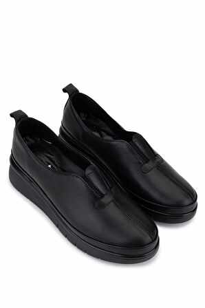 Tamer Tanca Kadın Hakiki Deri Siyah Deri Comfort Ayakkabı 824 1061 BN AYK SK25-26 SIYAH DR