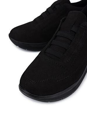 Tamer Tanca Kadın Hakiki Deri Siyah Nubuk Comfort Ayakkabı 824 1209 BN AYK SK25-26 SIYAH NBK