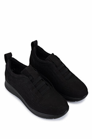 Tamer Tanca Kadın Hakiki Deri Siyah Nubuk Comfort Ayakkabı 824 1209 BN AYK SK25-26 SIYAH NBK