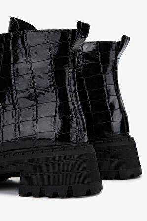 Valmenti Kadın Deri & Tekstil Siyah Kroko Casual Bot 625 106 BN BOT SK25-26 SIYAH KROKO