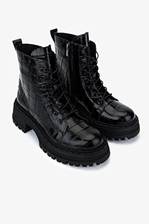 Valmenti Kadın Deri & Tekstil Siyah Kroko Casual Bot 625 106 BN BOT SK25-26 SIYAH KROKO