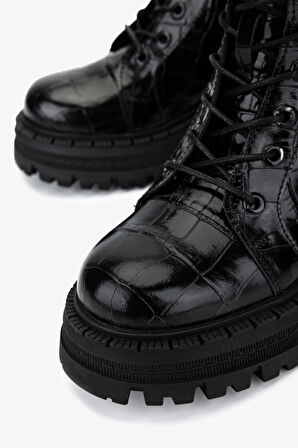 Valmenti Kadın Deri & Tekstil Siyah Kroko Casual Bot 625 106 BN BOT SK25-26 SIYAH KROKO