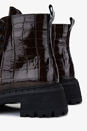 Valmenti Kadın Deri & Tekstil Kahverengi Kroko Casual Bot 625 106 BN BOT SK25-26 KAHVE KROKO