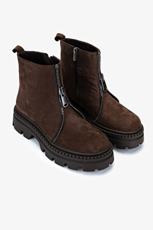 Valmenti Kadın Hakiki Deri Kahverengi Casual Bot 625 111 BN BOT SK25-26 KAHVE/SIYAH